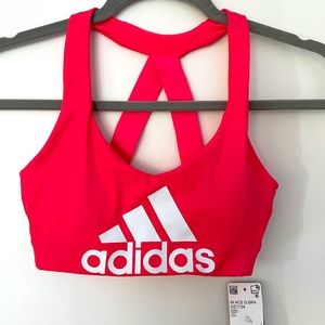 ADIDAS XS ACE GRAPHIC SPORTS BRA IN SHOCK RED